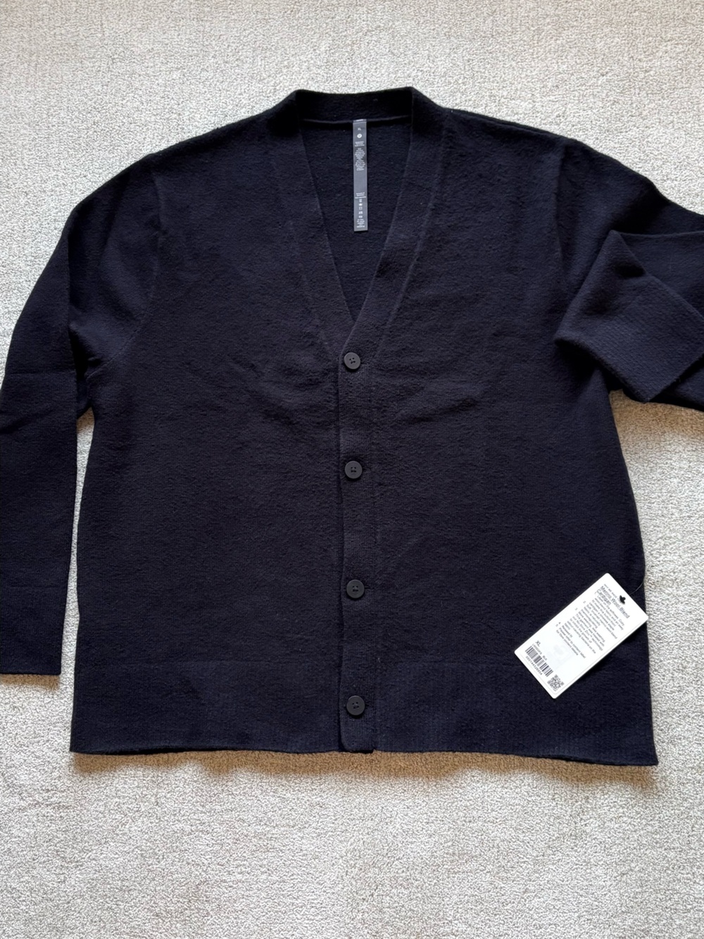 Lululemon Men's Black V-Neck Button Cardigan Sweater NEW